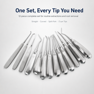 12 Pcs Autoclavable Dental Elevator Set