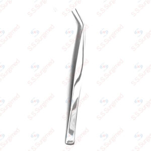 Angled point single bend precision tweezers